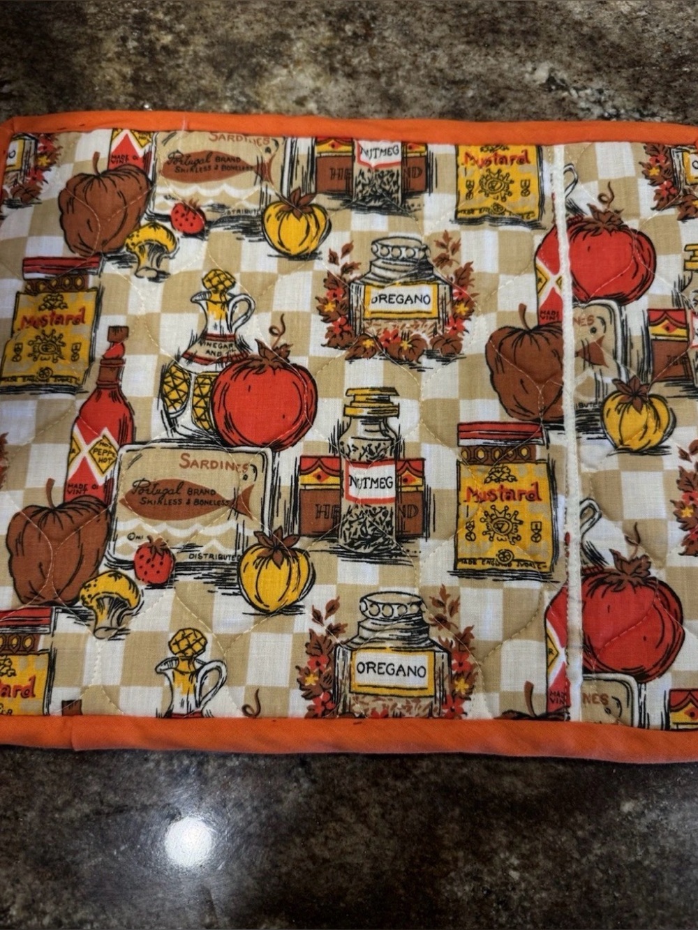 Vintage Handmade Quilted Placemats Set 6 Grandmacore Retro Kitchen 14x10